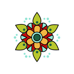 Mandala design for decorative elements, wellness apps illustration, patterns, textile, print, meditation, and yoga centers poster design, packaging, and others. Vector illustration, Indian symbol.
