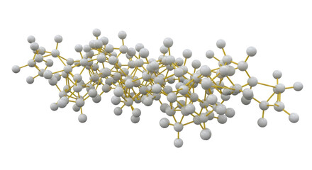 Isolated molecular model in 3D with ball-and-stick showing connections, representation