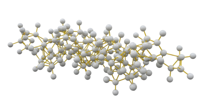 Isolated molecular model in 3D with ball-and-stick showing connections, representation