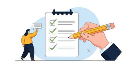 A checklist with tasks being completed by a person using a pen.