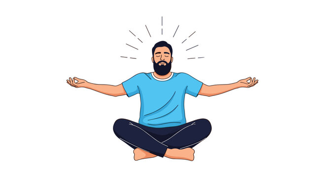 Man in meditation with serene energy radiating from his head.