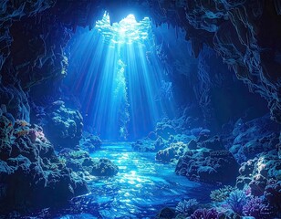 Sunlight streams into an underwater cave (1)