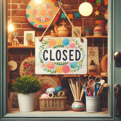 Closed sign in a shop