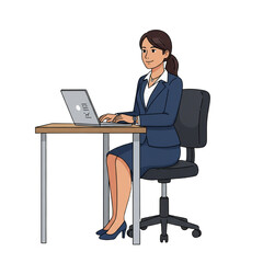 business woman working on laptop