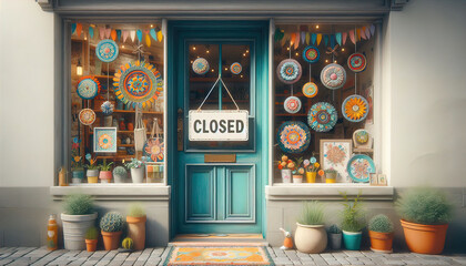 Closed sign in a shop