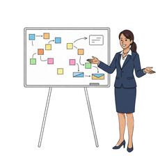 young woman presenting modern business plan