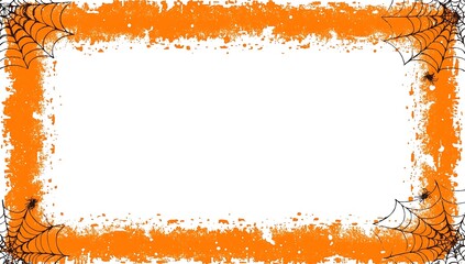 Halloween Orange Spiderweb Border