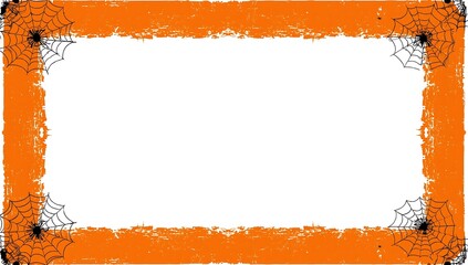 Halloween Orange Grunge Spiderweb Border