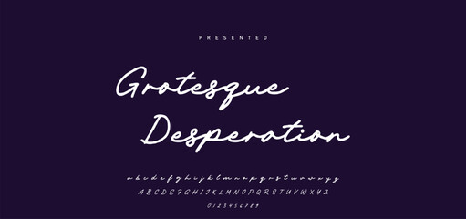 Hand drawn calligraphic vector font. Distress grunge texture. Modern script calligraphy type. ABC typography latin alphabet. © Mark