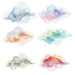 Set of watercolour clouds