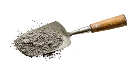 Trowel isolated on transparent background, a flat, pointed tool used for applying and spreading mortar or plaster, essential for construction and masonry work