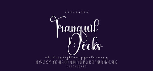 Hand drawn calligraphic vector font. Distress grunge texture. Modern script calligraphy type. ABC typography latin alphabet. © Mark