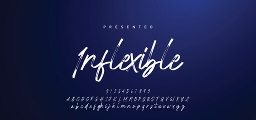 Hand drawn calligraphic vector font. Distress grunge texture. Modern script calligraphy type. ABC typography latin alphabet. © Mark