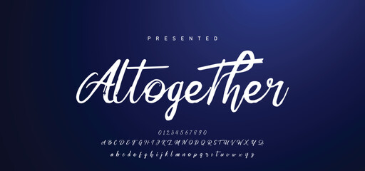 Hand drawn calligraphic vector font. Distress grunge texture. Modern script calligraphy type. ABC typography latin alphabet. © Mark