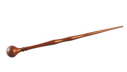 Naklejka premium Elegant wooden wand isolated on transparent background, perfect for casting spells and adding a touch of magic to any occasion, a whimsical accessory for wizards