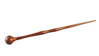 Elegant wooden wand isolated on transparent background, perfect for casting spells and adding a touch of magic to any occasion, a whimsical accessory for wizards