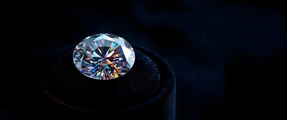 Sparkling diamond on a dark velvet display
