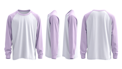 Mockup of a white long-sleeve t-shirt with lavender accents