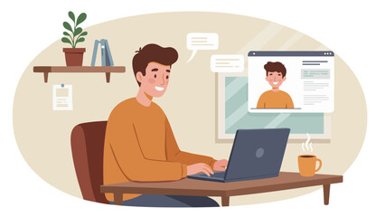 Work from Home Professional Attending a Virtual Call