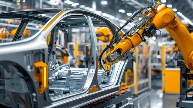 Industrial robot manipulator for car body frame assembly in modern automobile plant, automation and intelligent manufacturing technology