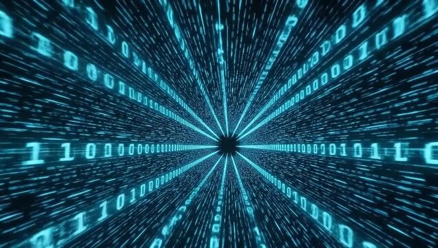 Dive deep into the digital world with a captivating, futuristic view of binary code. The image evokes feelings of technology, innovation, and the intricate connections within the data flow. 