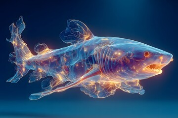 Stunning glowing shark artwork with radiant energy high resolution picture