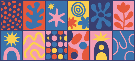 Textured Funky Background Collection with Colorful Abstract Patterns - Simple Vector Elements for Use in Cards, Posters, Covers, Banners, Branding, and Artistic Design Projects