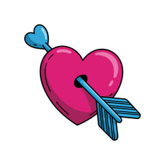 pink heart with arrow vector icon
