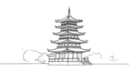 Asian pagoda sketch