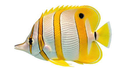 Isolated Copperband butterflyfish, vibrant tropical fish of coral reefs, saltwater aquarium life
