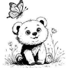 Cute bear with butterfly © Anditii Creative