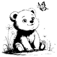 Bear cub with butterfly © Anditii Creative