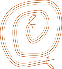 vector illustration of an abstract background. Swirling Orange and Brown Lines with Arrow Abstract Composition