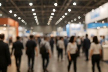 Fototapeta premium Crowd walking in a convention center during a business meeting or expo