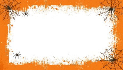 Halloween Spider Web Border Orange grunge frame