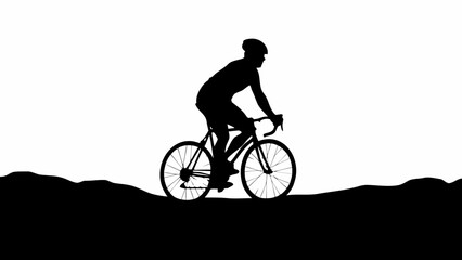 Fototapeta premium silhouette of a man riding a bike