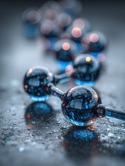 Close-up of  glowing, connected spheres