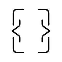 Abstract black brackets symbol with angle brackets inside isolated on transparent background