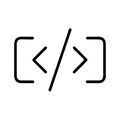 Obraz premium Simple black outline icon representing code or programming isolated on transparent background