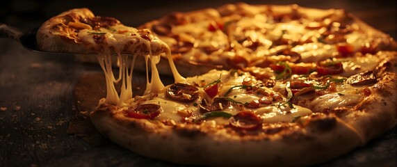 Delicious Pizza Slice with Melted Cheese, Ready to Enjoy
