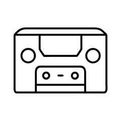 Simple outline drawing of a vintage cassette player isolated on transparent background