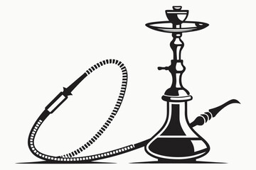 Black and White Hookah Pipe Illustration.
