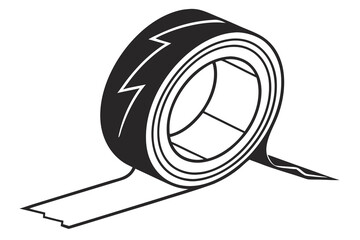 Black and white illustration of a roll of tape.