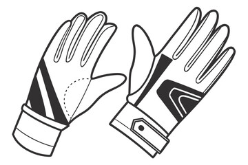 Black and White Illustration of Sports Gloves.