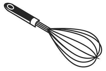 Black and White Whisk Icon for Cooking.