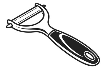 Black and White Vegetable Peeler Icon.