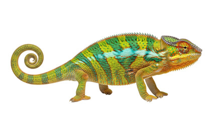 Isolated Colorful Panther Chameleon Chamaeleo Pardalis Reptile Madagascar Portrait View © Emil