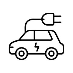 Electric car charging icon with power plug isolated on transparent background