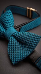 Teal bowtie with textured fabric