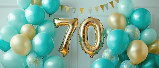70th Anniversary Party Decoration in Pastel Blue